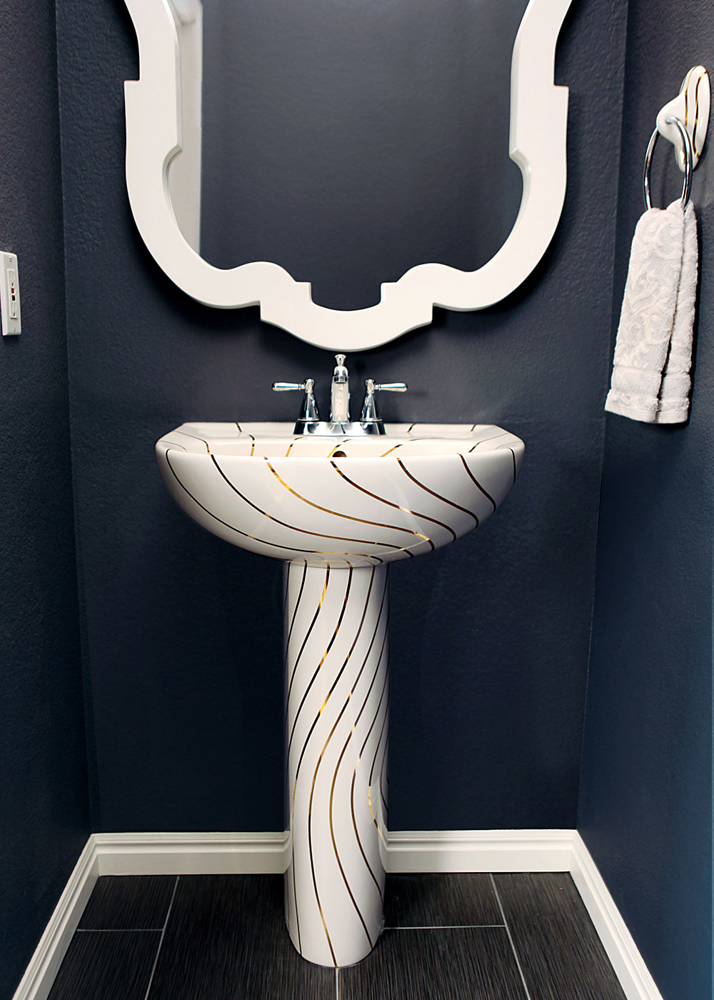 Create a Modern Bathroom Interior with the Gold Swirling Lines Painted Sink & Toilet